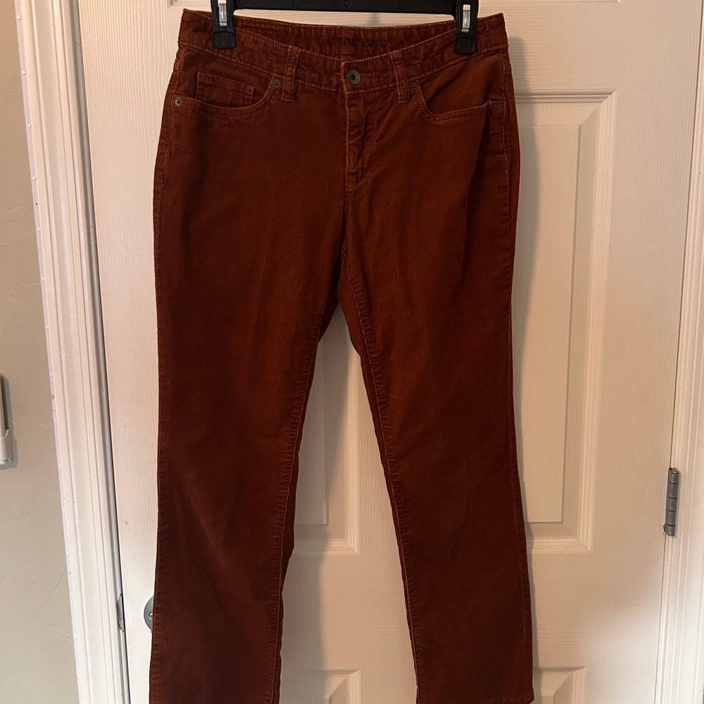 Brown straight leg corduroy pants